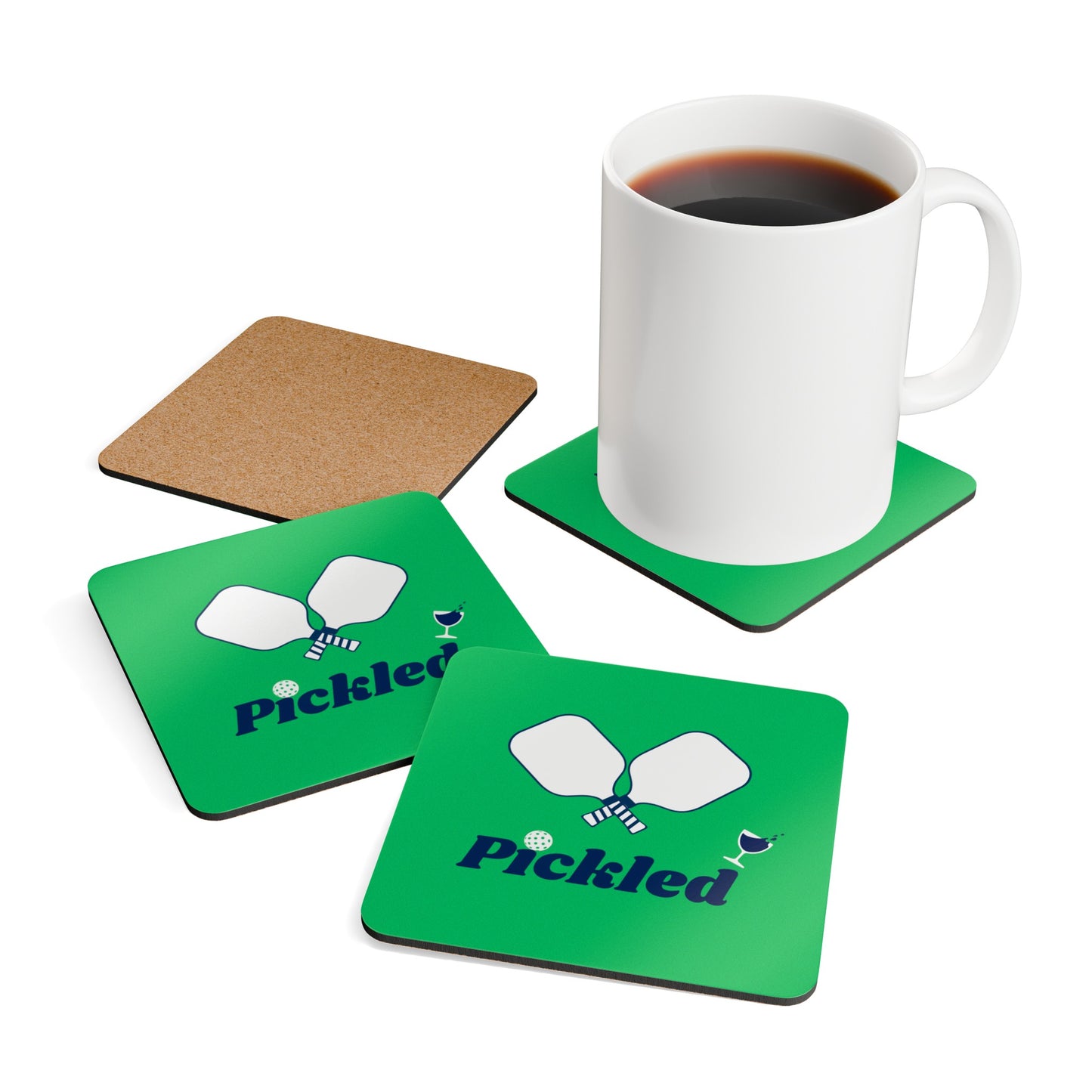 "Pickled" Pickleball Coaster Set (navy/green)