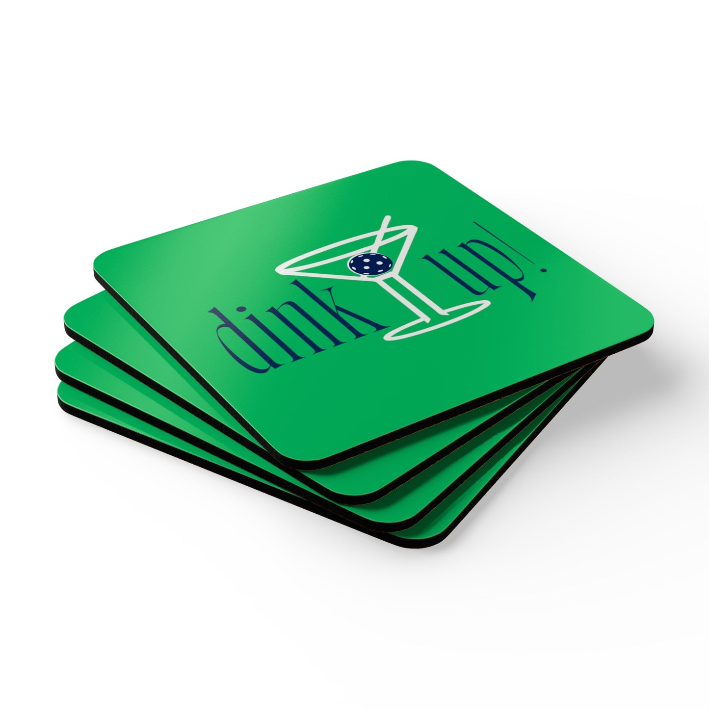 "DINK UP!" Pickleball Coaster Set (green/navy)