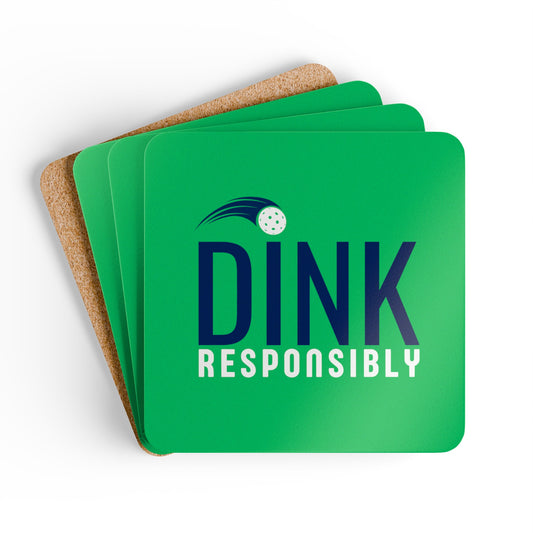 "Dink Responsibly" Pickleball Coaster Set (green/navy)
