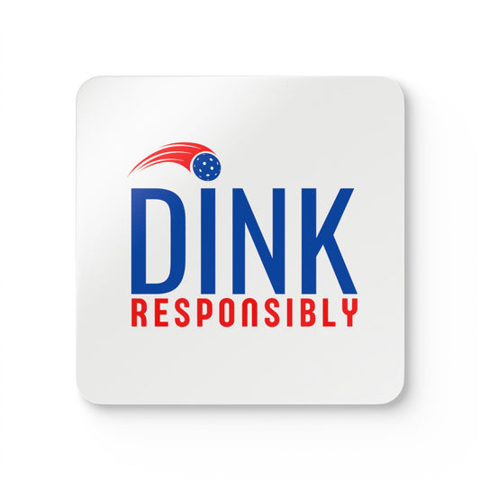 "Dink Responsibly" Pickleball Coaster Set (red, white & blue)