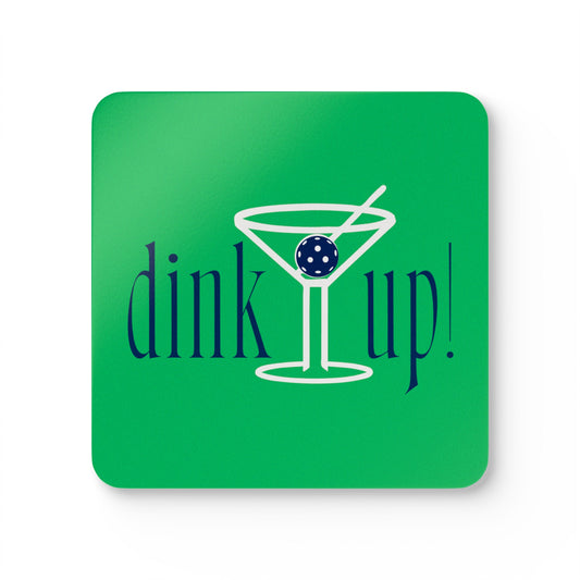 "DINK UP!" Pickleball Coaster Set (green/navy)