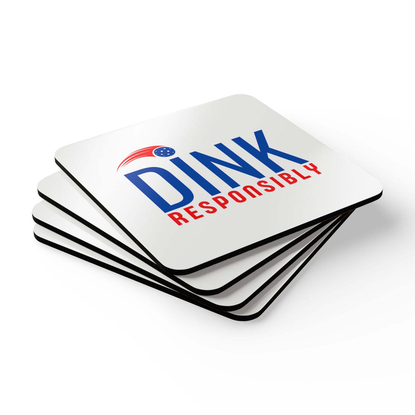 "Dink Responsibly" Pickleball Coaster Set (red, white & blue)