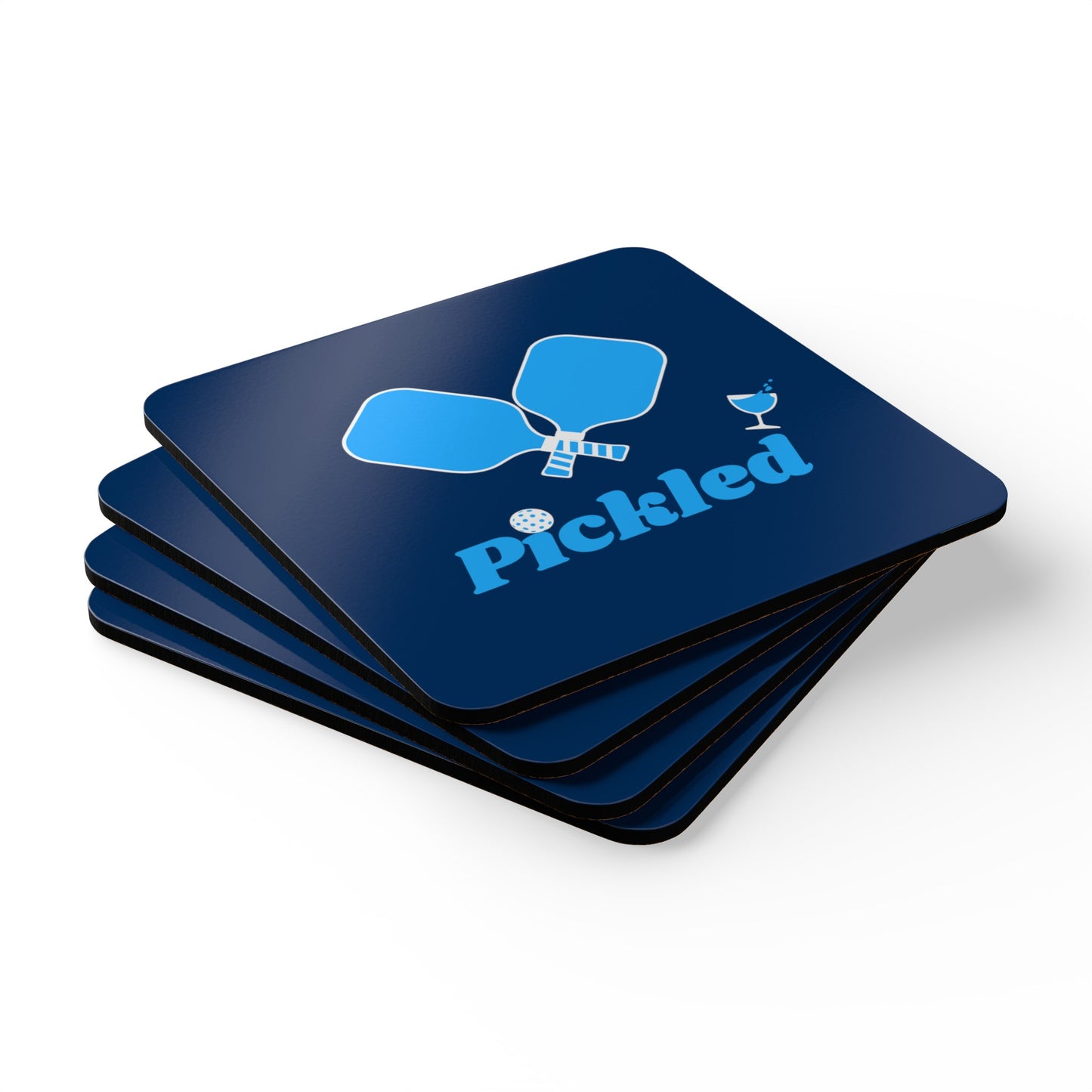 "Pickled" Pickleball Coaster Set (navy/light blue)