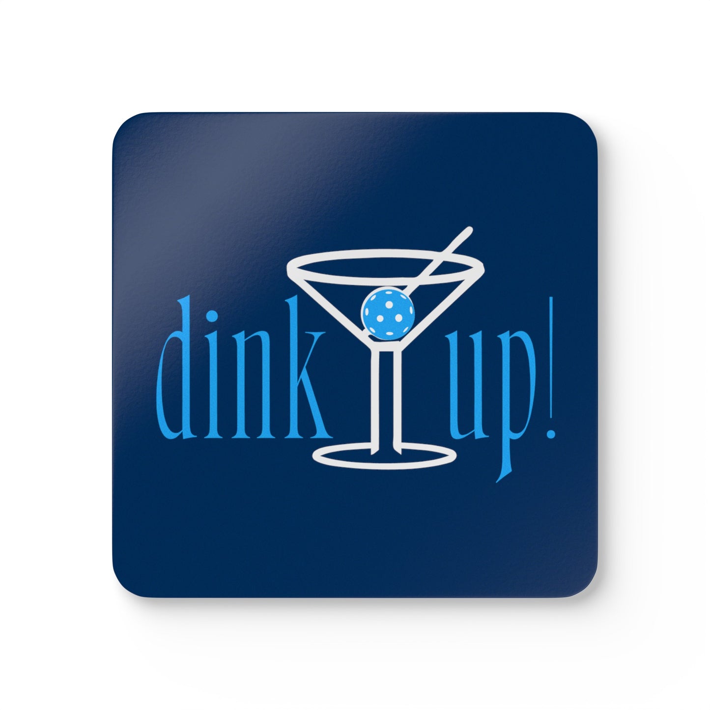 "DINK UP!" Pickleball Coaster Set (navy/light blue)