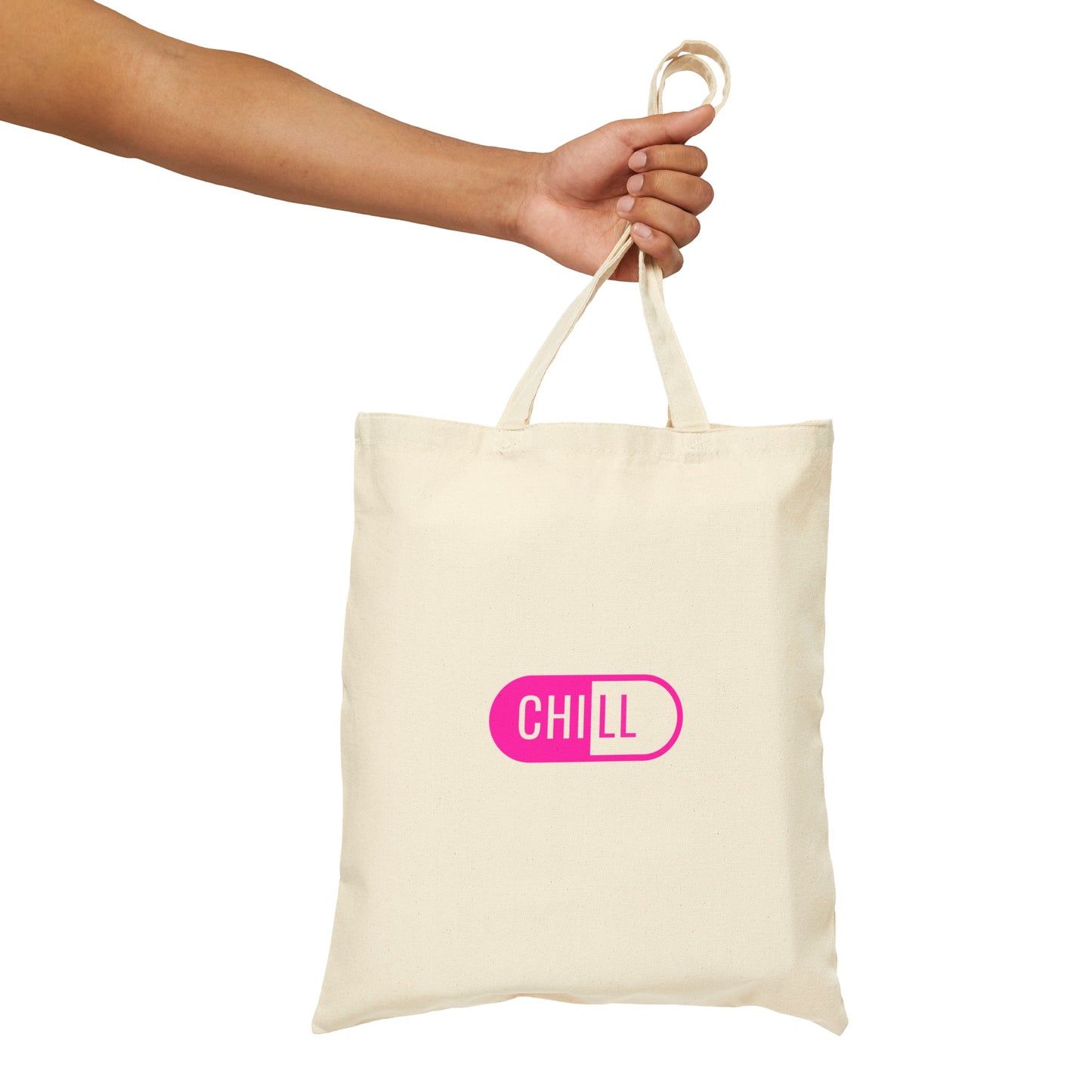 "Chill Pill" Woven Tote Bag (pink)