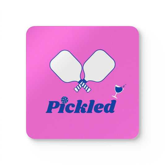 "Pickled" Pickleball Coaster Set (pink/blue)