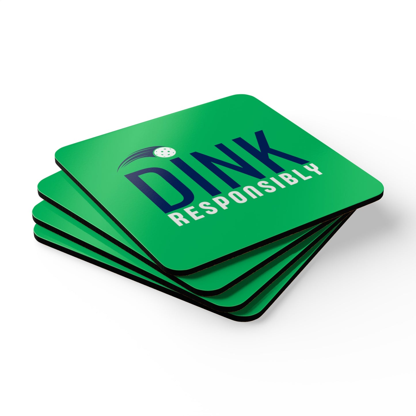 "Dink Responsibly" Pickleball Coaster Set (green/navy)