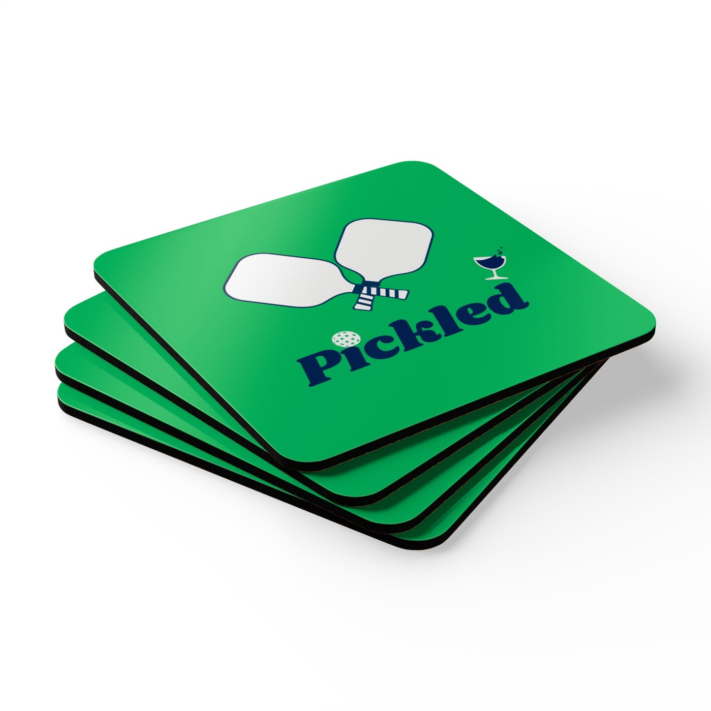 "Pickled" Pickleball Coaster Set (navy/green)