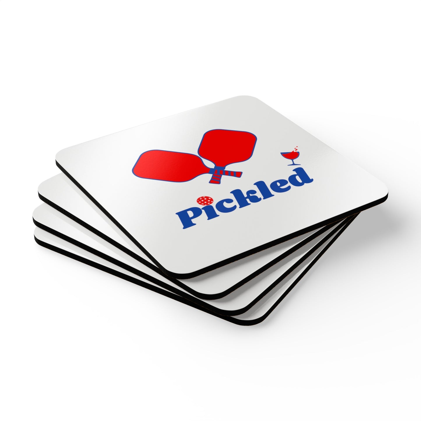 "Pickled" Pickleball Coaster Set (red, white & blue)