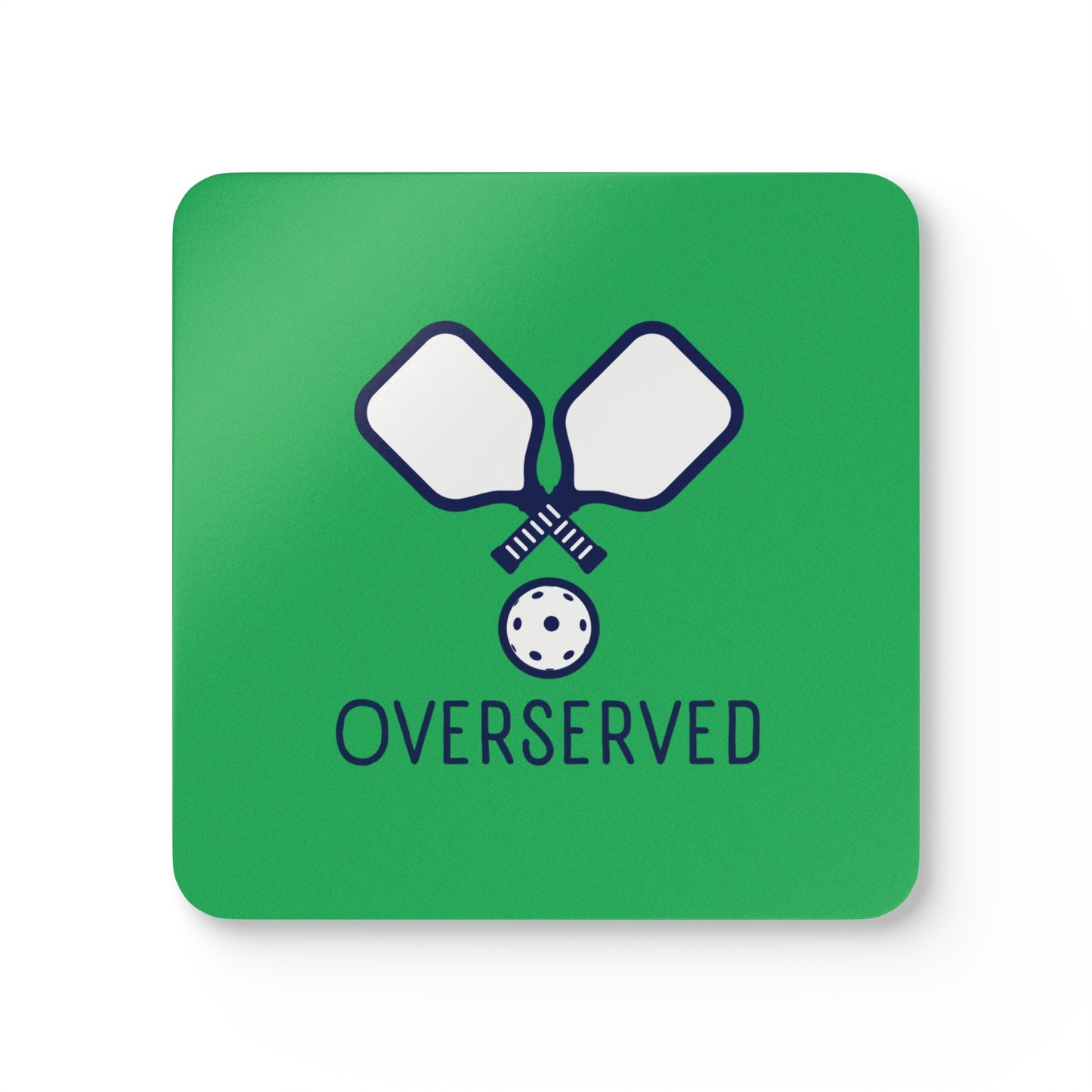 "Overserved" Pickleball Coaster Set (green/navy)