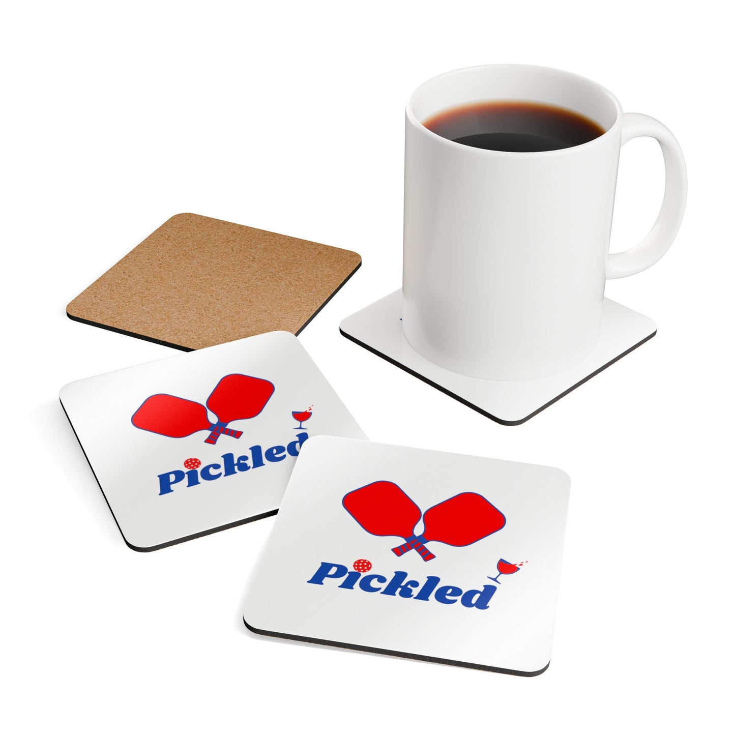 "Pickled" Pickleball Coaster Set (red, white & blue)