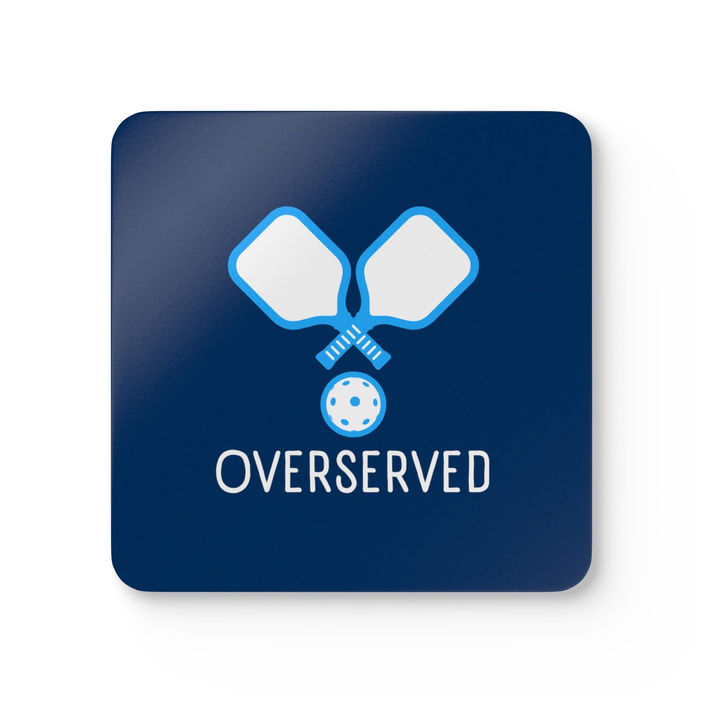 "Overserved" Pickleball Coaster Set (navy/light blue)