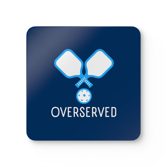 "Overserved" Pickleball Coaster Set (navy/light blue)