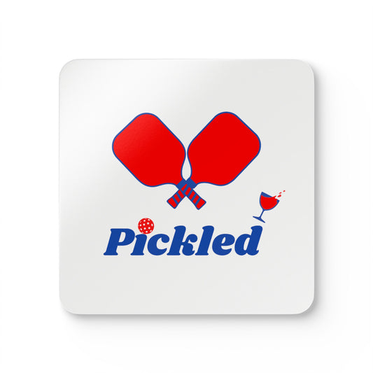 "Pickled" Pickleball Coaster Set (red, white & blue)