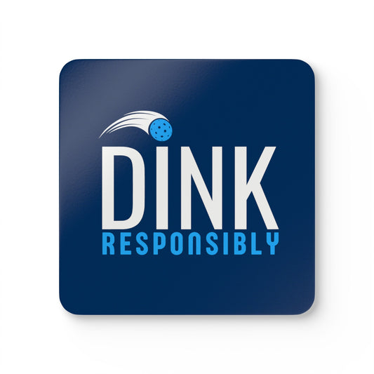 "Dink Responsibly" Pickleball Coaster Set (navy/light blue)