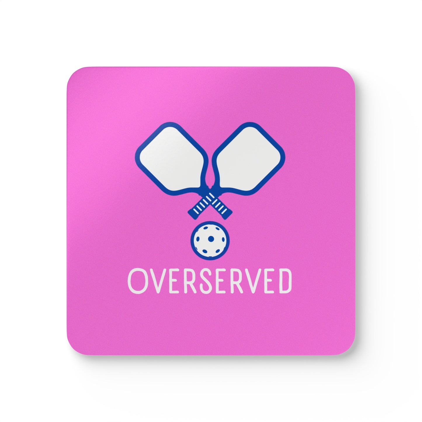 "Overserved" Pickleball Coaster Set (pink/navy)
