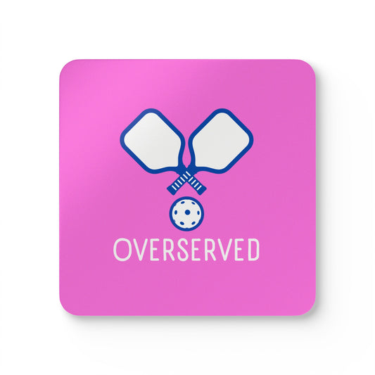 "Overserved" Pickleball Coaster Set (pink/navy)